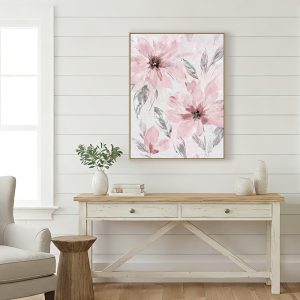 Soft Pink Blush Floral Canvas Wall Art